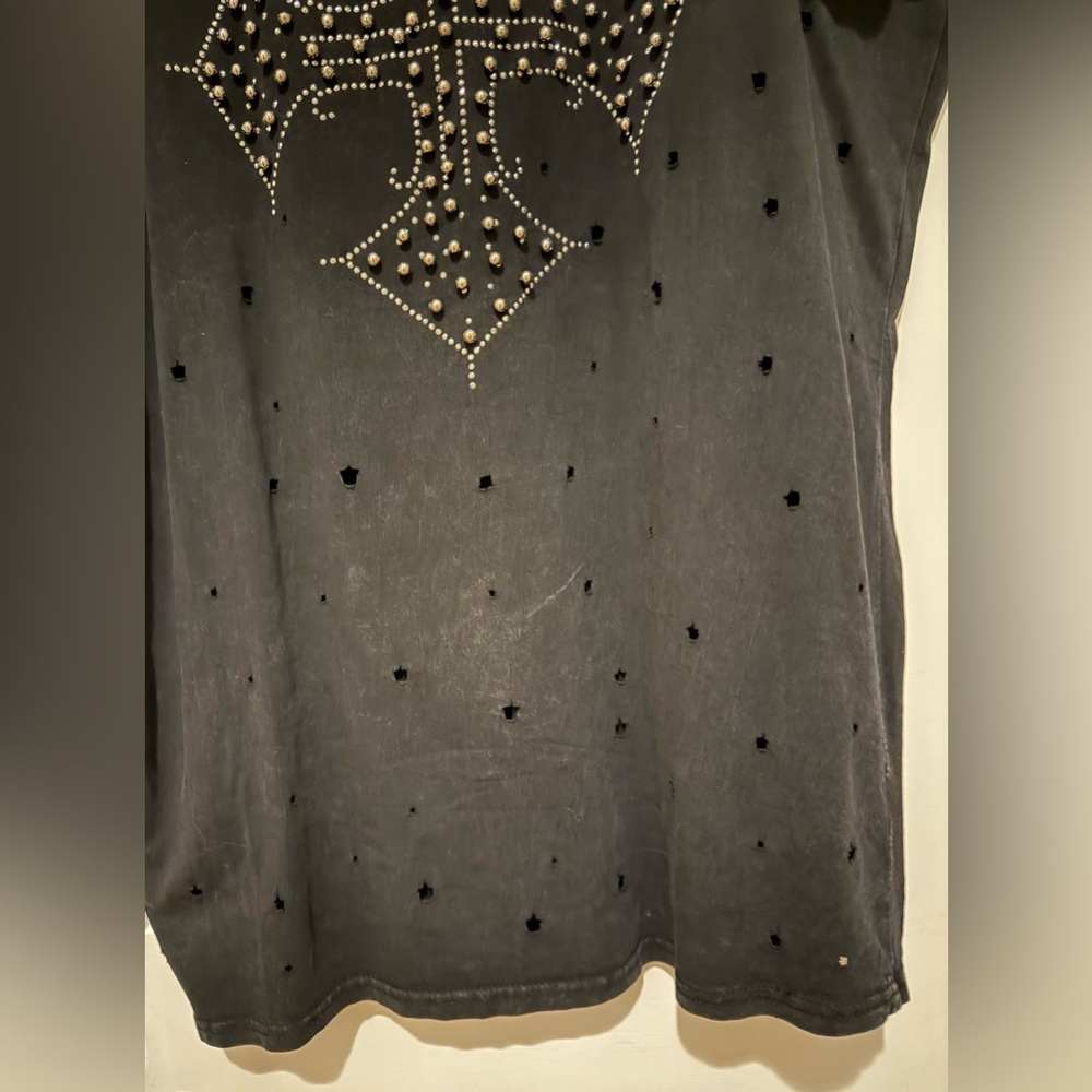 Black Studded Cross T-Shirt dress - Picture 4 of 7